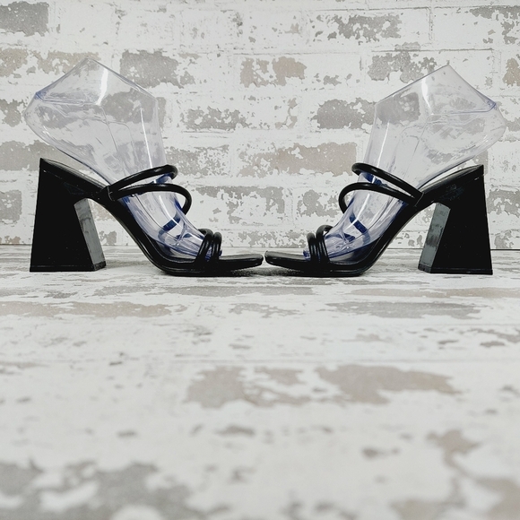 New Abound Austyn Black Block Heel Square Toe Strappy Sandals X384 - Picture 7 of 13